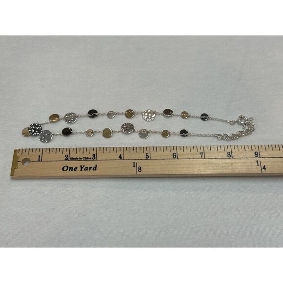 Multi Color Metal Disc Necklace Adjustable Silver Gold Tone - Picture 3 of 6